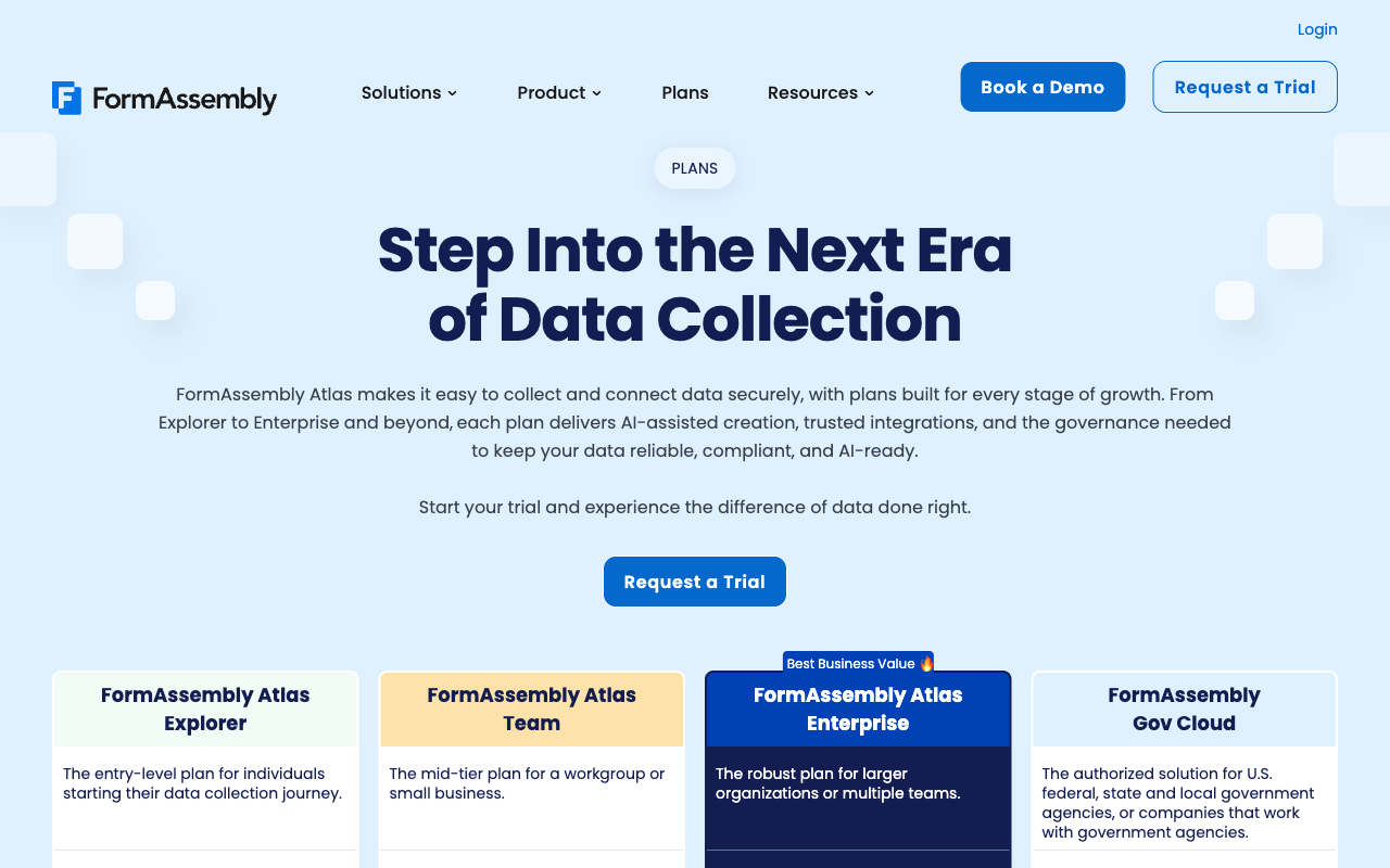 FormAssembly Atlas pricing page